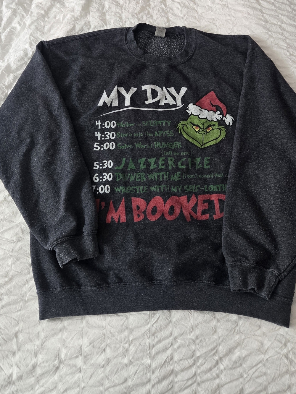 Gray Grinch Holiday Sweatshirt - I'm Booked
